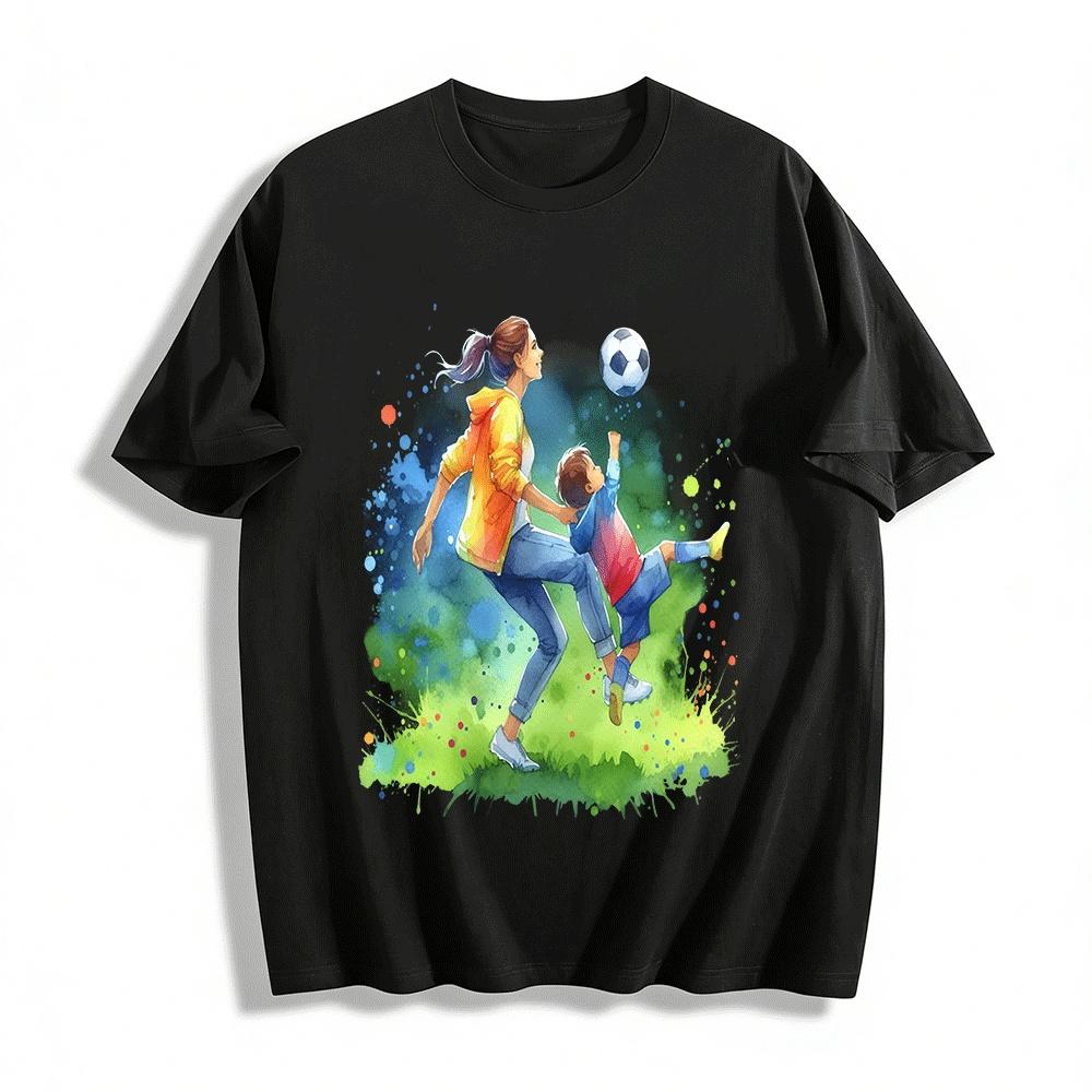 Mom And Kid Soccer Time Printed Casual Top Pure cotton T-shirt XXS