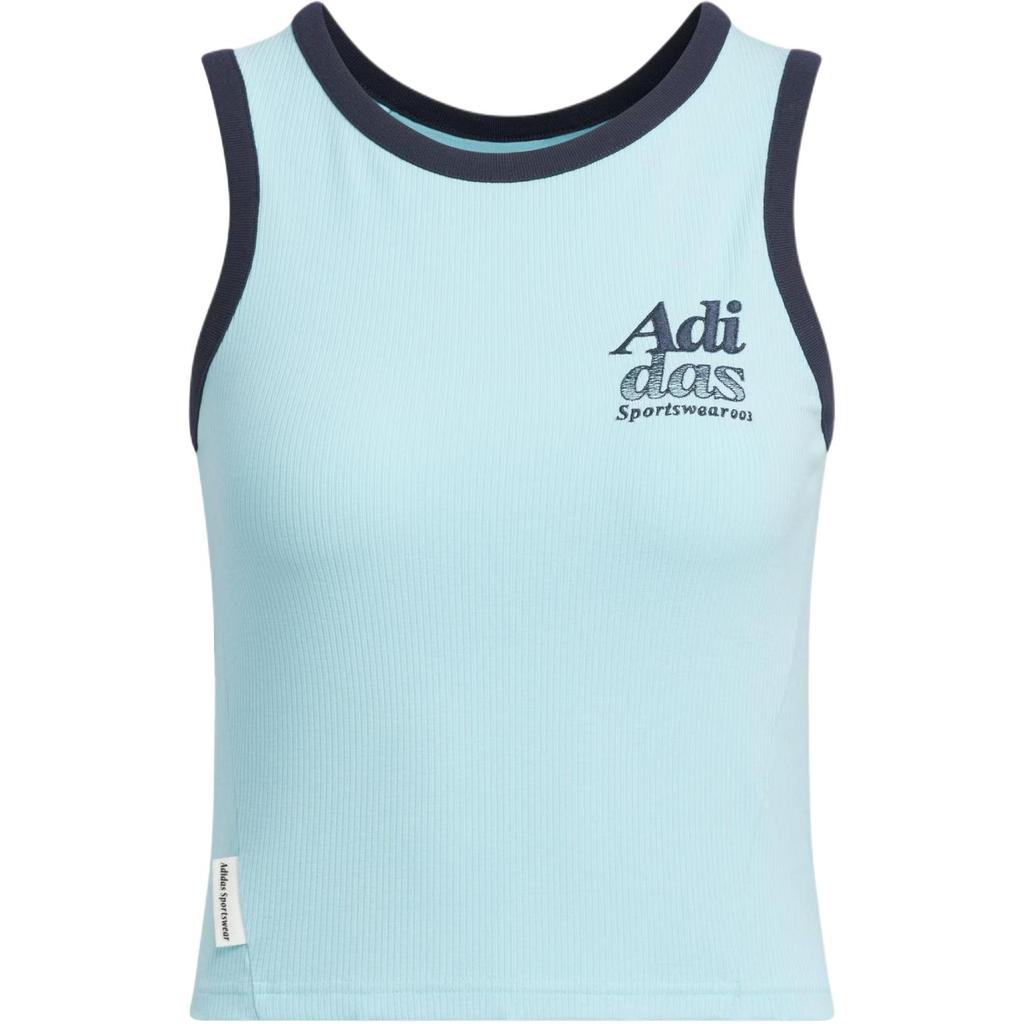Adidas Logo Tank Top Women Tops Blue JI6873
