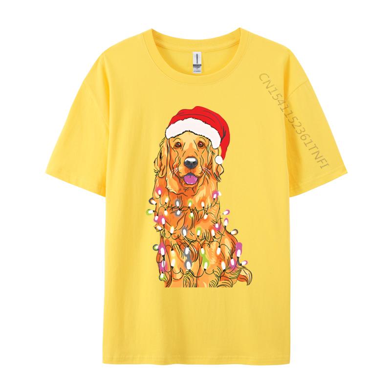 Christmas Pajama Golden Retriever Tshirts Cotton High Street Teeshirt Hip Hop Men Top Tshirts 3D Style