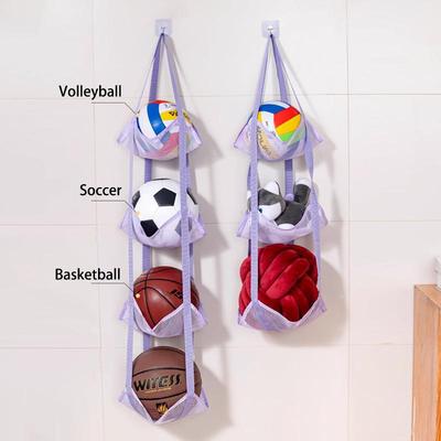 1PC Wall Mounted Ball Storage Hanging Bag Mesh Pockets Organizer For Basketball Soccer Home Garage Sports Equipment Toys Holder