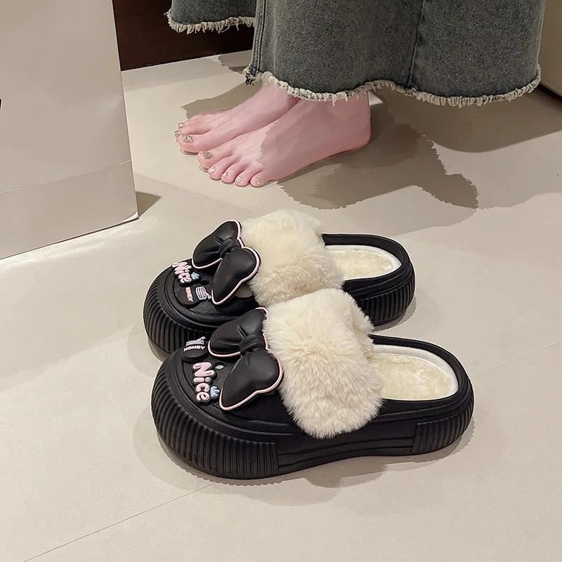Fashion Detachable Cotton Slippers for Women's Autumn Winter 2024 New Indoor Home Warm Shoes Anti Slip Winter Cotton Slippers