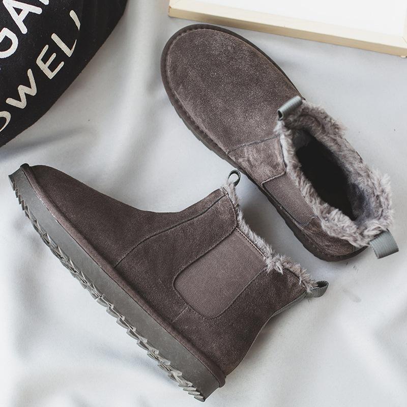 

3106 fur integrated snow boots for men and women couple Chelsea boots non-slip velvet short boots flat bottom medium help snow Women s shoes 38 серый
