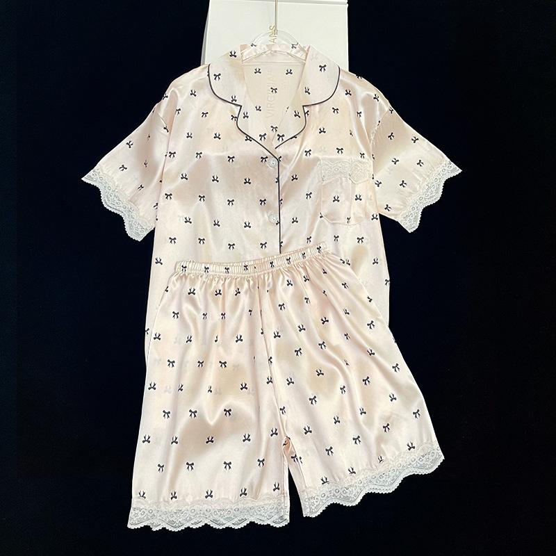 Summer Sweet And Gentle Pink Short Sleeve Shorts Pajamas Ladies Wind Suit Loungewear