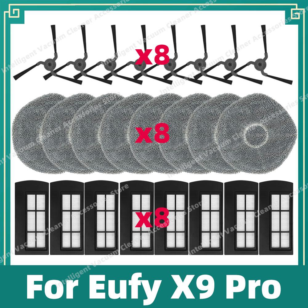 Compatible For Eufy X9 Pro Vacuum Cleaner Side Brush Hepa Filter Mop Cloth Rag Accessories Replacement Spare Parts