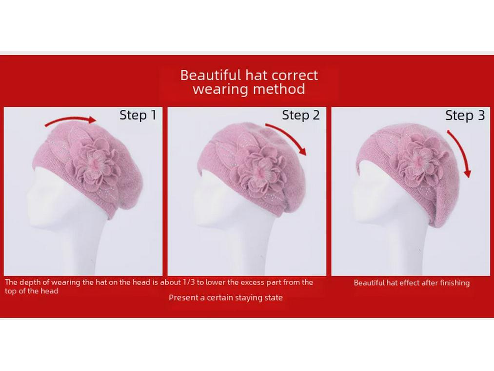 Women's Warm Wool Knitted Hat with Earmuffs - Korean Style Winter Rabbit Fur Hat