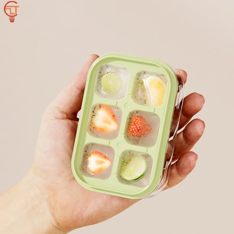 Tray with Lid 6 Grids Silicone Mini Mold Easy Release Freezer Ice Mould for Cocktail Kitchen Bar Use