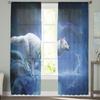 Fullmåne och Varg Tyllgardiner för Vardagsrum Tryckt Skir Voilegardin Sovrum Fönsterskärmning Draperier Persienner Heminredning