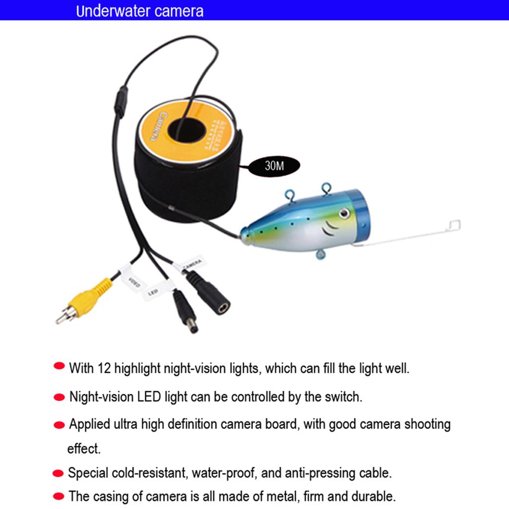 Underwater Fishing Camera 7 Inch LCD Monitor IP68 Water Resistant 1000TVL Fish Finder