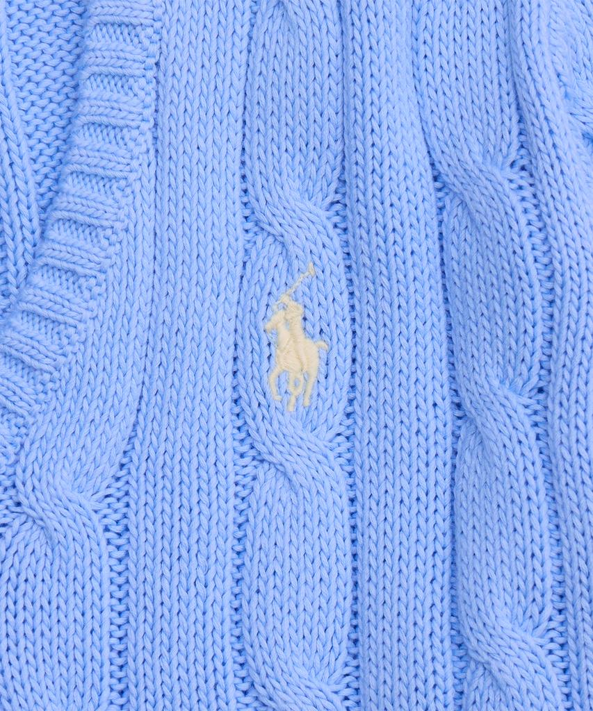 POLO RALPH LAUREN Cable Knit Cotton V-Neck Sweater - Blue