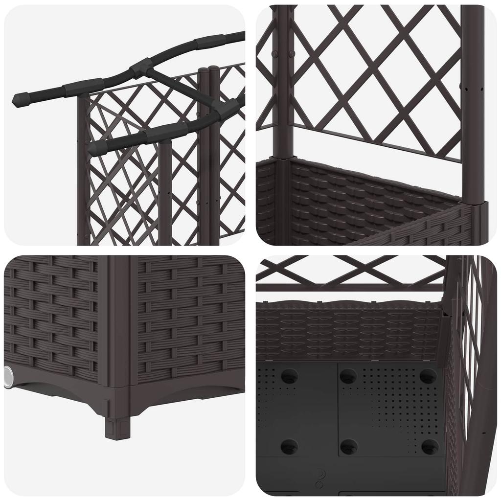 Raised Garden Bed with Trellis and Hanging Roof Brown 203.5 x 40 x 125 cm PP