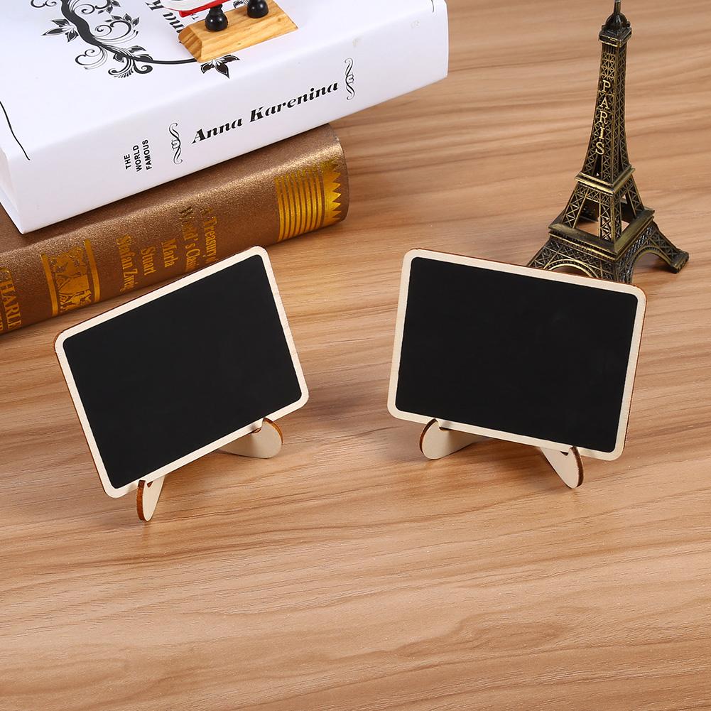 10PCS Wooden Mini Blackboard Chalkboard Message Note Board With Stand Holder Clip