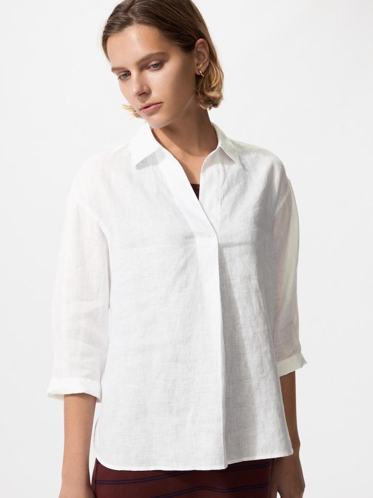 Uniqlo Premium Linen Skipper Collar Shirt  Part 7 