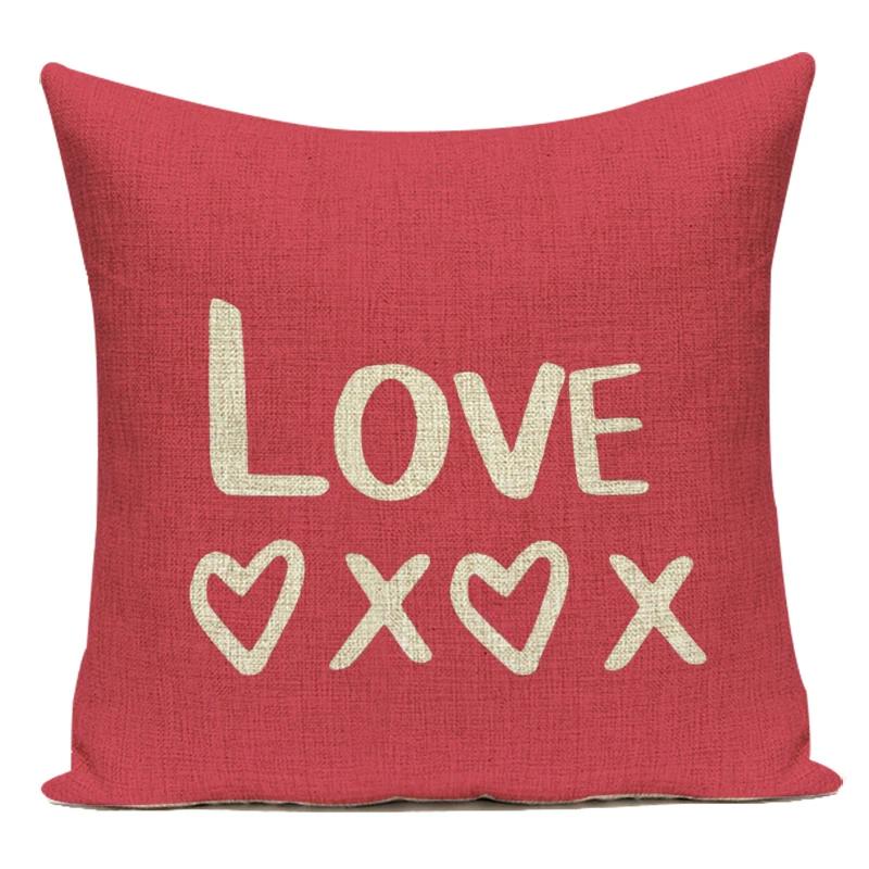 Love Heart Pillow Cover Valentine Day Love You Letters Cushion Cover Home Decor Sofa Bed Wedding Party Decor Pillowcase