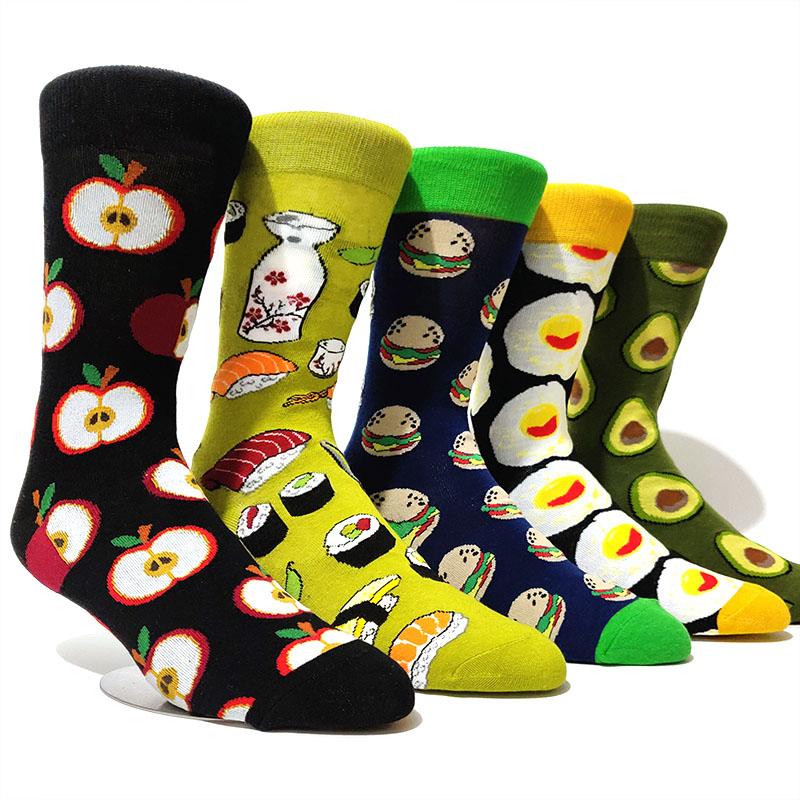5 Pairs/Pack Men Funny Socks Casual Hip Hop Creative Cartoon Novelty Calcetines Hombre Street