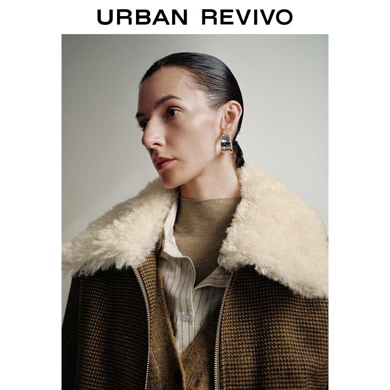 UR 2025 Women's Spliced Faux Fur Collar Zipper Jacket