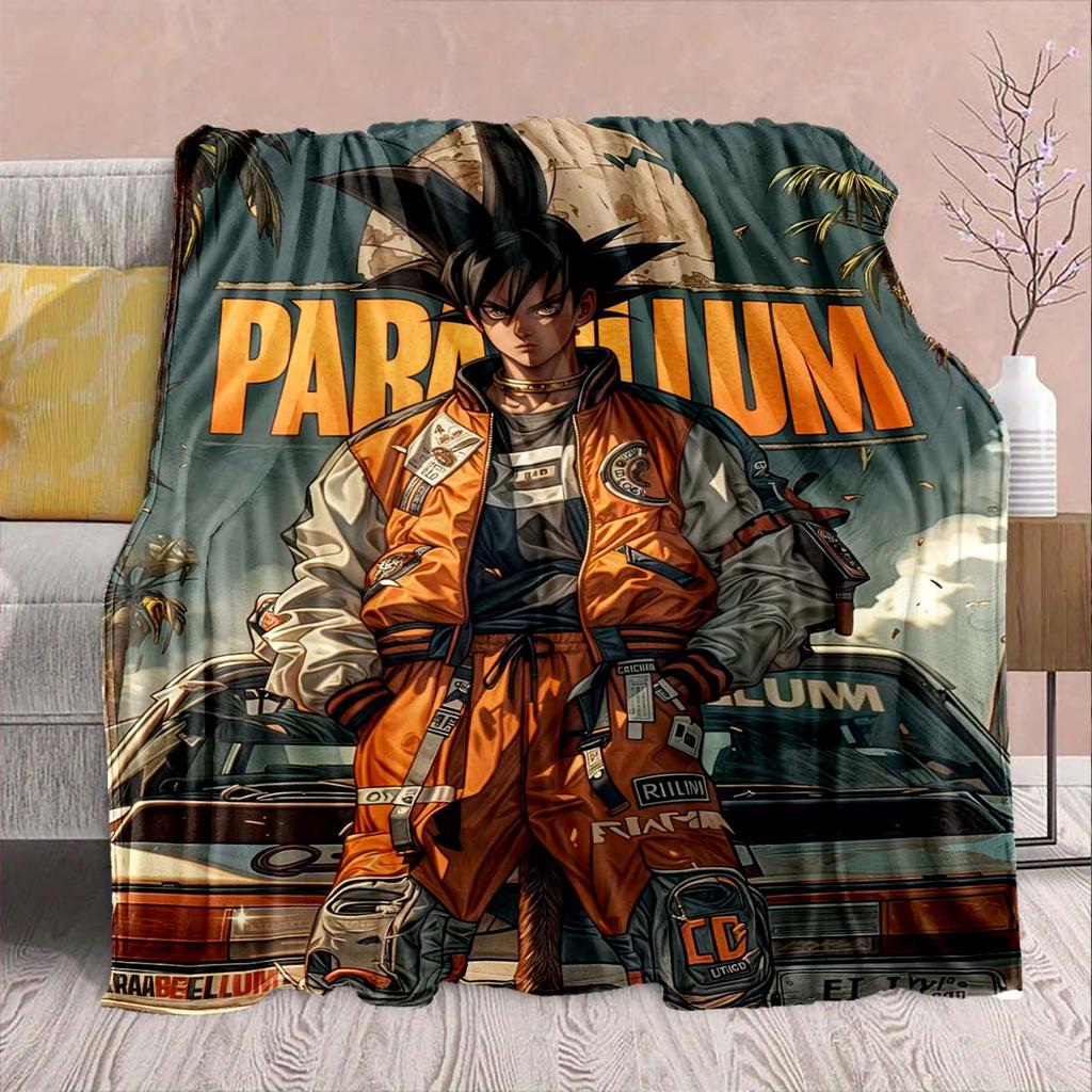 Dragon Ball Anime Flannel Blanket - Soft Warm Perfect for Sofa, Bedding Camping Travel Office Home Decor