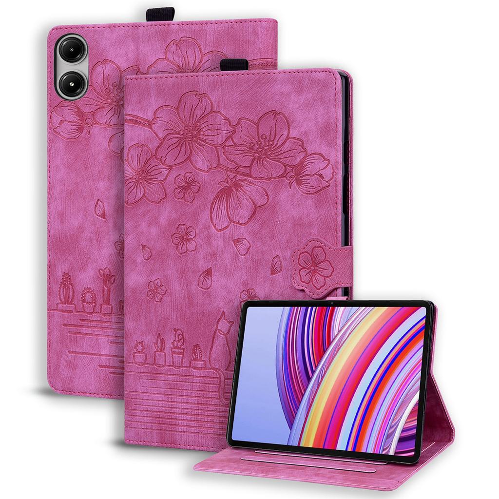 Für Xiaomi Redmi Pad Pro Hülle Kartenfächer Leder Tablet Ständer Folio Hülle Blume Katze