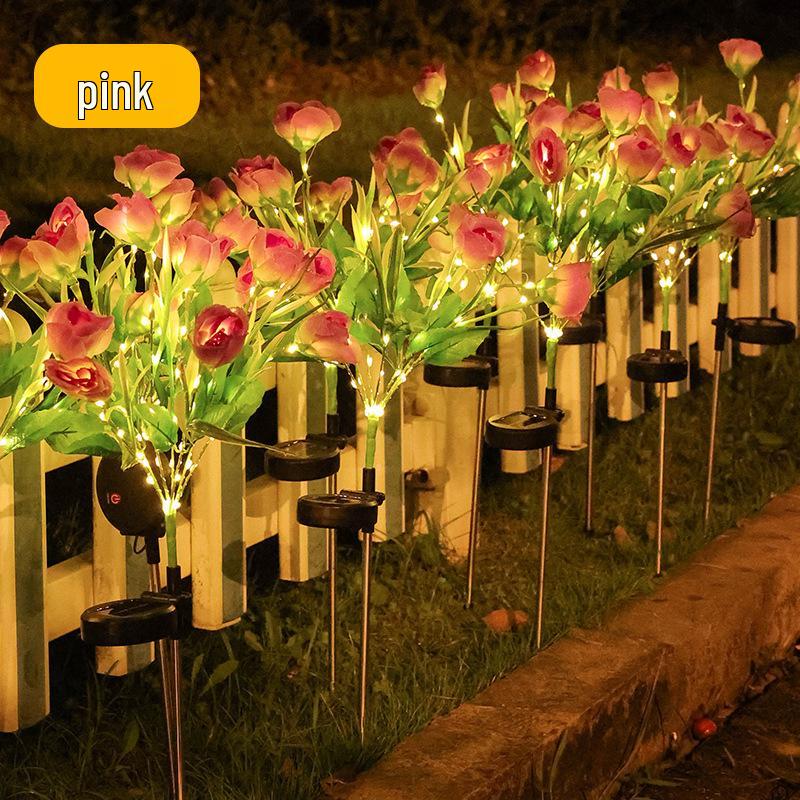 2024 Solar Flower Lantern: Outdoor LED Garden Light with 7-Head Water Droplet Sweetheart Roses