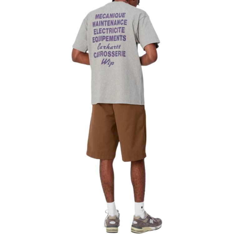 Carhartt WIP Buchstabenprint Rundhals Figurbetontes Kurzarm-T-Shirt Herren T-Shirts Grau I032880-V6-XX