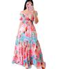 Women's Dress One-word Shoulder Floral Off-the-shoulder Long Printed Fairy Skirt
