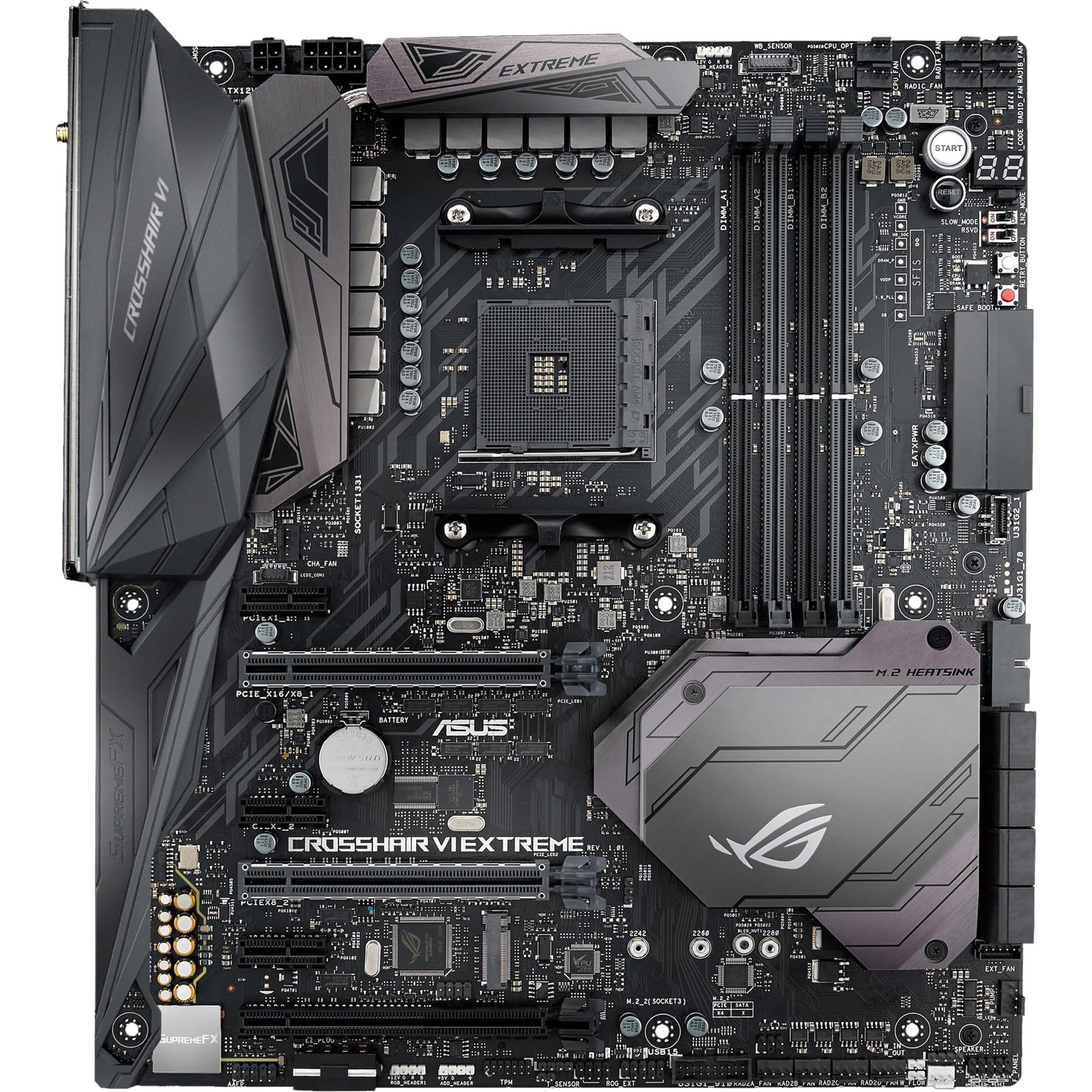 

Материнська плата з ASUS AMD X370 сумісна з роз ємом AM4 ROG CROSSHAIR VI EXTREME [E-ATX]
