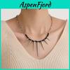 Unique Punk Black Beaded Chain Necklace With Geometric Pendant For Women