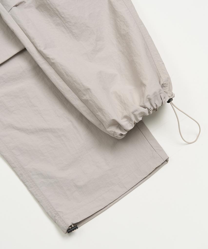 TOFFEE Utility Wide Parachute Pants (Warm Grey)