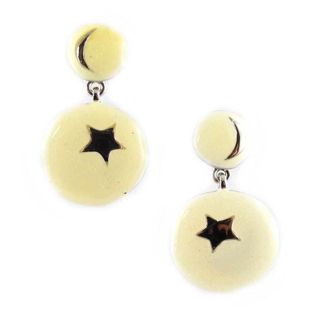 NOA [G0463] - Silver Beige 'Starry Night' Designer Earrings