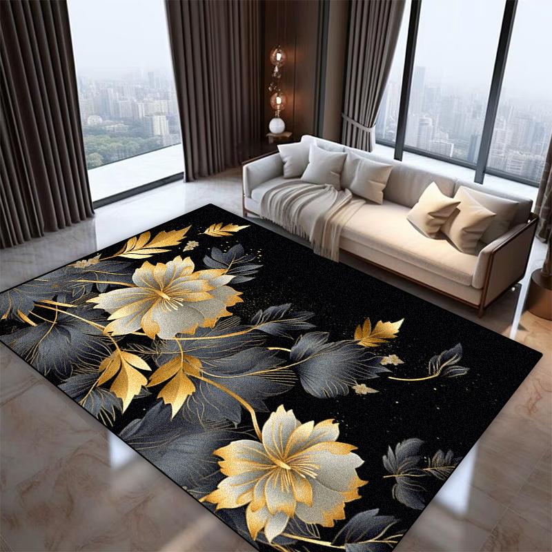 Alfombra Floral 3D Preciosa Sala de Estar Nórdica Decoración de Lujo Hogar Alfombra de Piso Antideslizante Lavable Dormitorio Vestidor Alfombra de Área Grande