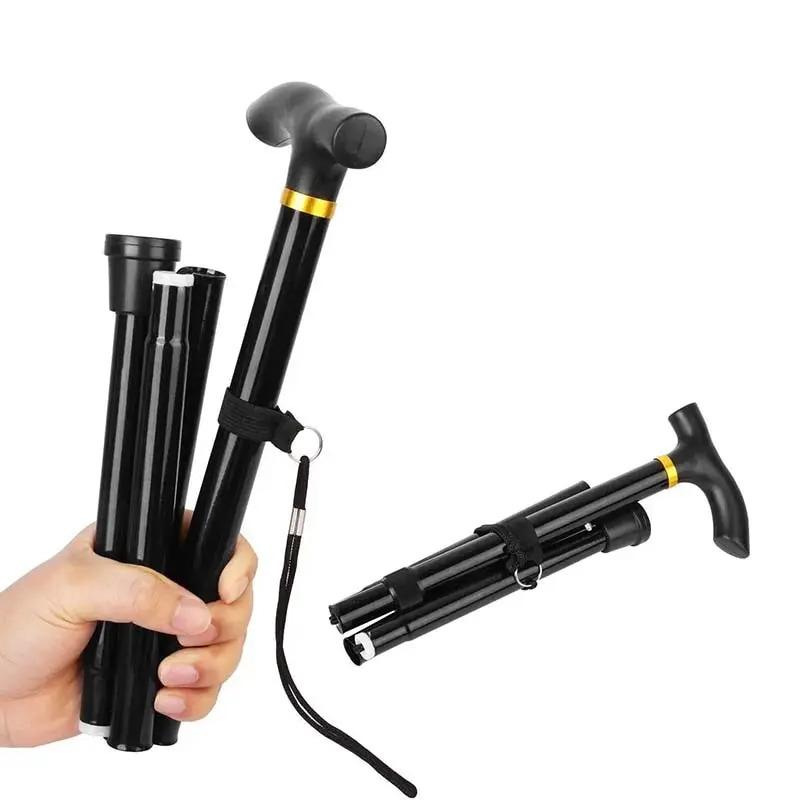 

Adjustable Telescopic Portable Folding Aluminum Alloy Walking Stick Hiking Stick Non-Slip Elderly Walking Crutches чорний