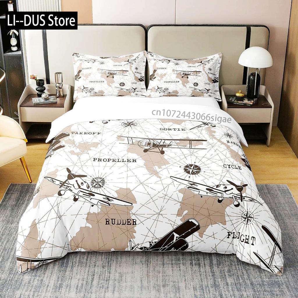 Compass Duvet Cover Set Marine Discovery Art Decorative 3 Pieces Bedding Set with 2 Pillow Shams Twin Full Queen King Size