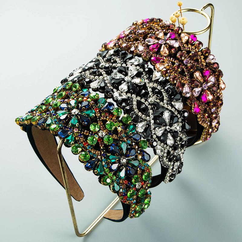 Neues Übertriebenes Farbe Glas Bohrer Schwerindustrie Stirnband Mode Barock Super Flash Retro Party Haarschmuck