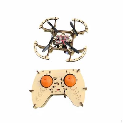 Wooden DIY Quadcopter Drone, Assembly Model, Remote Control Aircraft for School Training, Beginner