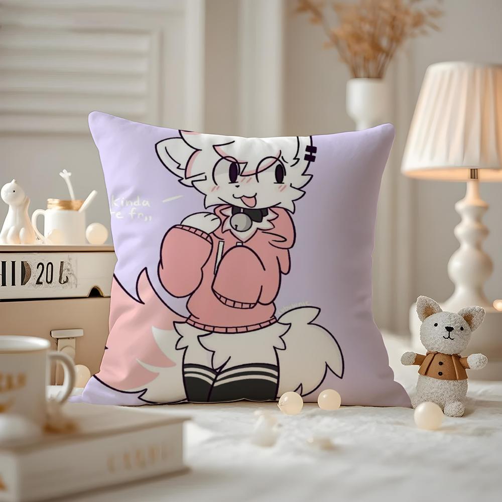 BBoykisser Silly Cat Cute Cushion Cover Antidustmite Pillowcase Invisible Zipper Silky Short Plush Sofa Cushion Cover
