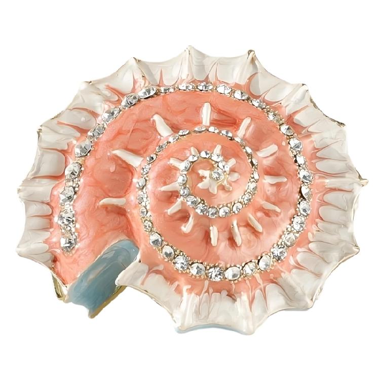 Decorative Tabletop Jewelry Holder Shell Box, Alloy Enamel Finish for Ring Earring Pendant Storage On Vanity Dressers