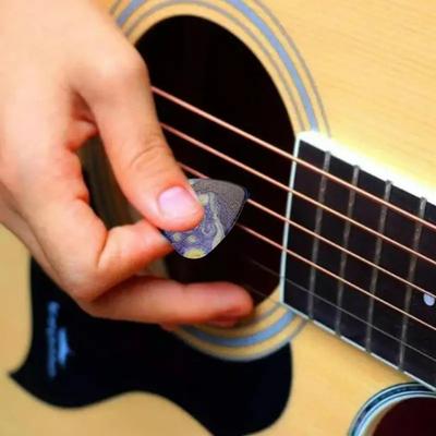 3pcs With Artistic Star Sky Guitar Pick Medium And Heavy Thin Picks Set with Box Smooth Surface Electric Guitar Picks Guitar