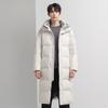Down Jacket Youth Medium and Long Hooded Jacket for Men and Women Couples with Standard Down Thermal Coat