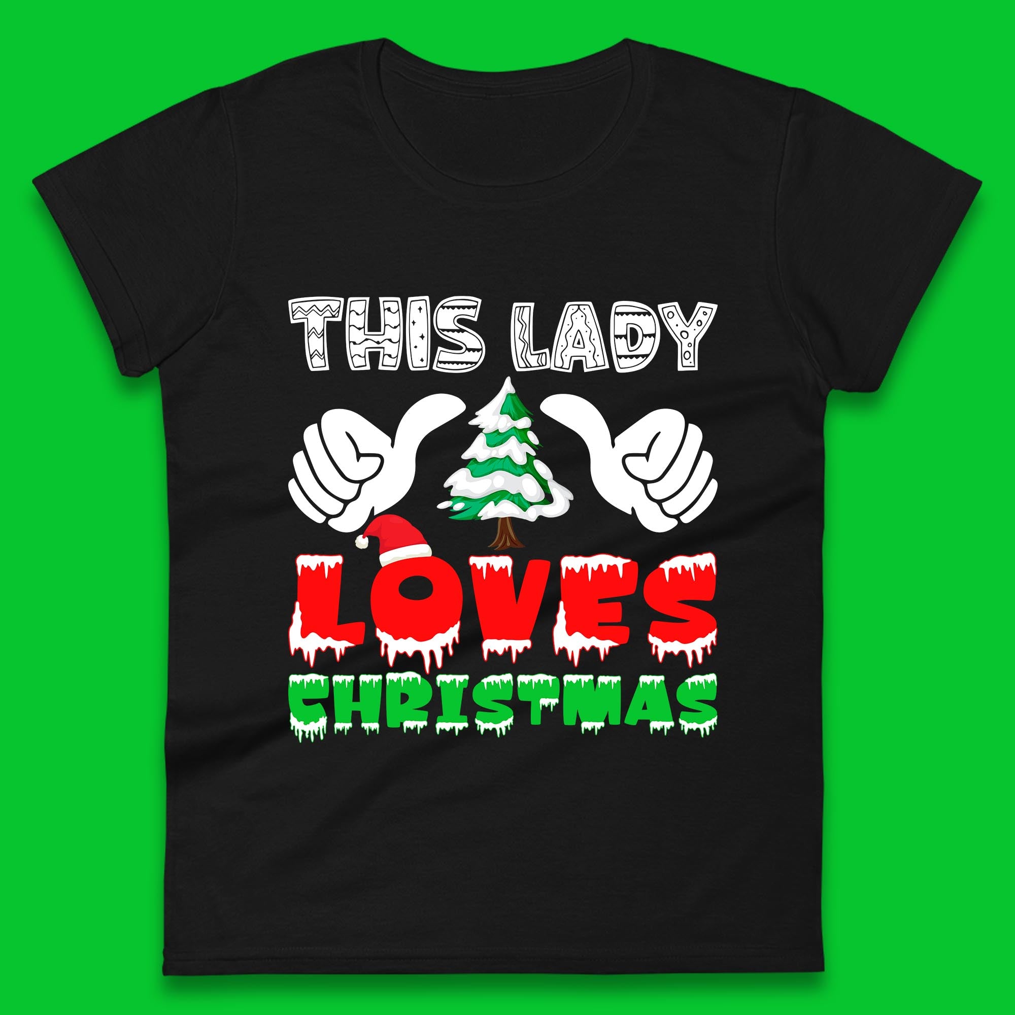 This Lady Loves Christmas Thumbs Up Womens T Shirt Mens Tops Tees Unisex 4XL