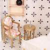 1/12 Scale Wooden Dollhouses Furniture Set Mini Wooden Table And Chair For Kids Floral Pattern
