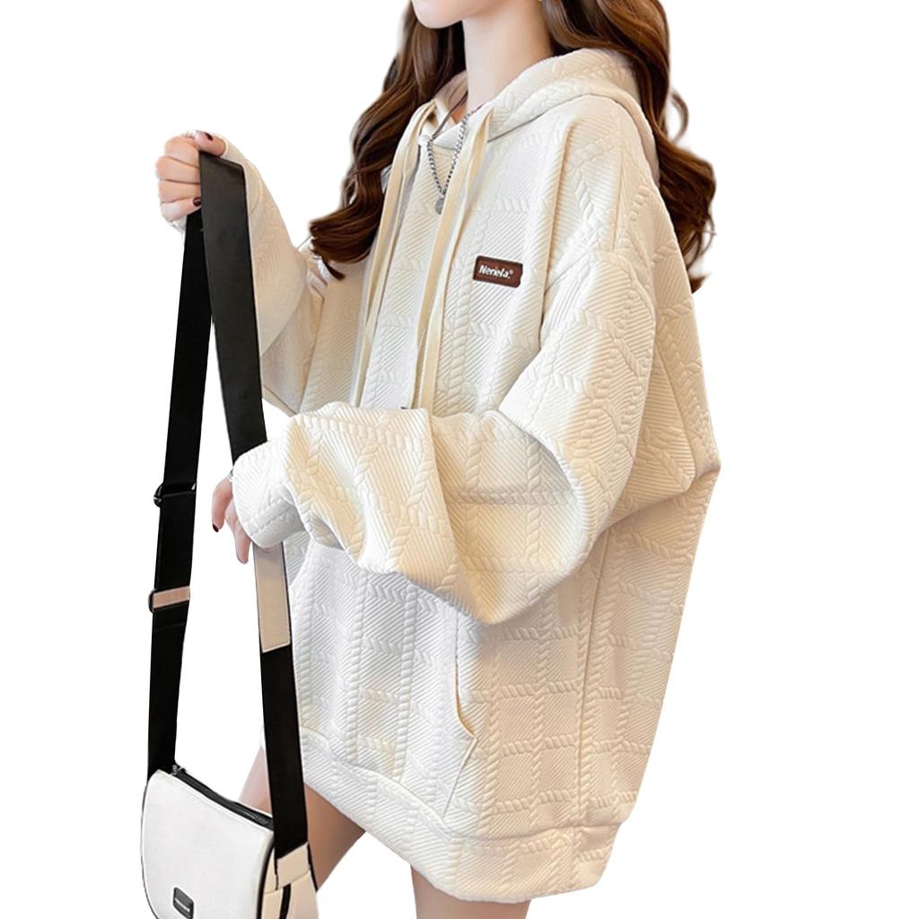 Tamglean Quion Thick Hooded Pullover for Autumn and 3D Large Casual Loose Plus Soft Women's Winter, Print, Pockets, Top, Warm, Figure-Flattering, Fit,