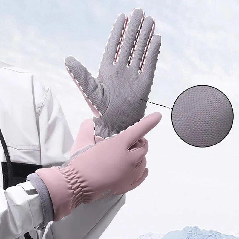 Winter Women Gloves Touch Screen Thickened Keep Warm Outdoor Riding  Windproof Gloves