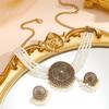 Luxury Rhinestone Necklace Earrings Imitation Pearl Choker Necklace Set Retro Jewelry Set  Party