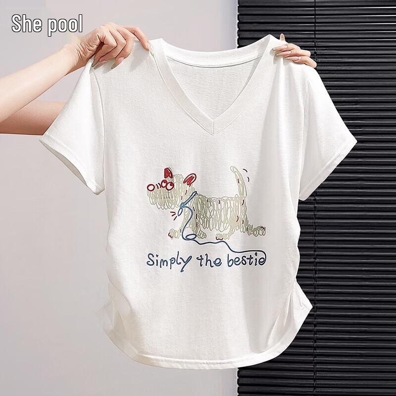 

SheePool Women s V-Neck Printed Slim-Fit T-Shirt S
