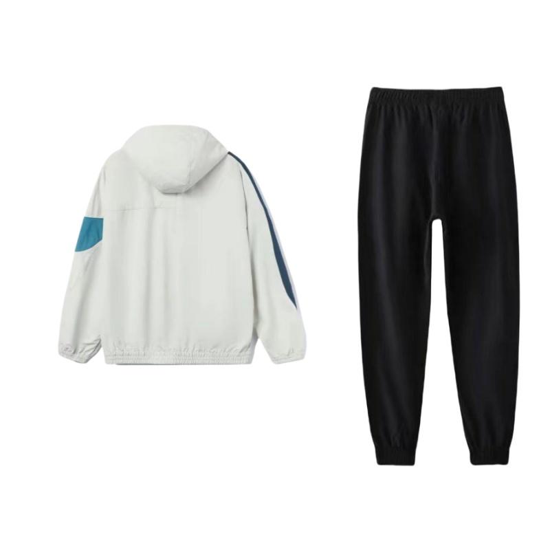 Li-Ning Letter Print Pattern Loose Fit Drop Shoulder Hoodie Long Sleeve Elastic Waist Long Pants Casual Sports Suit Men suit AYKS467-1+YFDT207-1