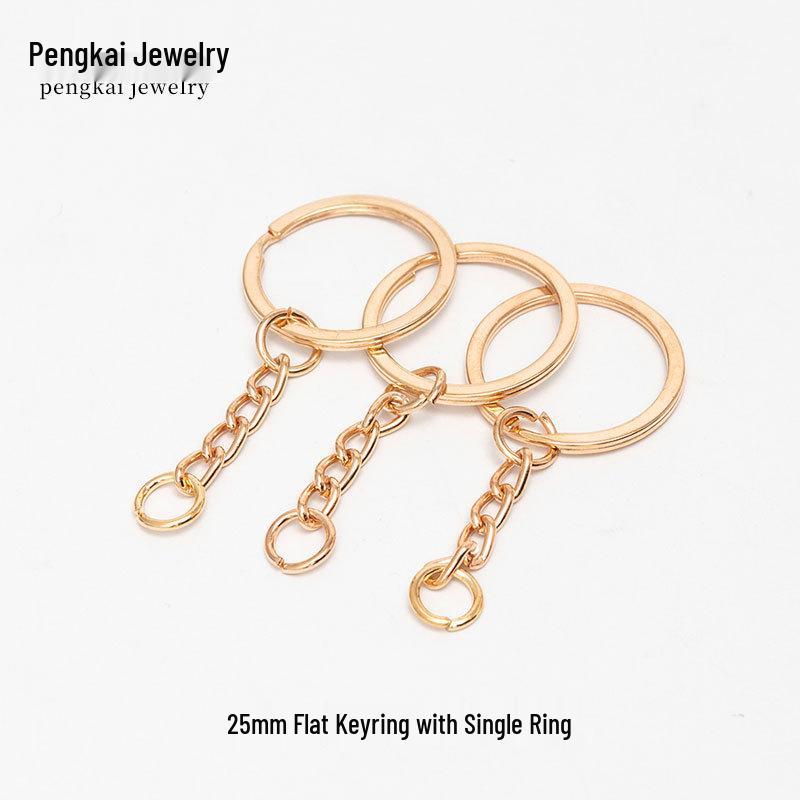 DIY Jewelry Accessories: KC Gold Four-Section Chain Keyring for Handmade Keychains