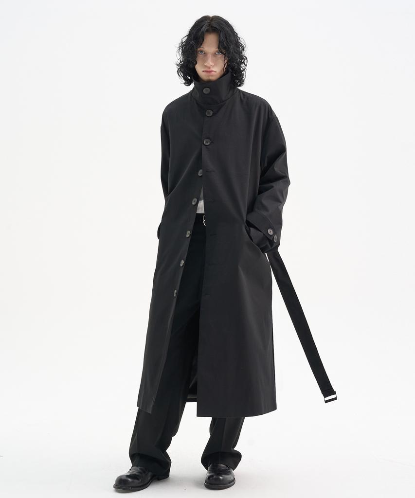 Trip Le Sens Collar Neck Belted Overcoat_Grey