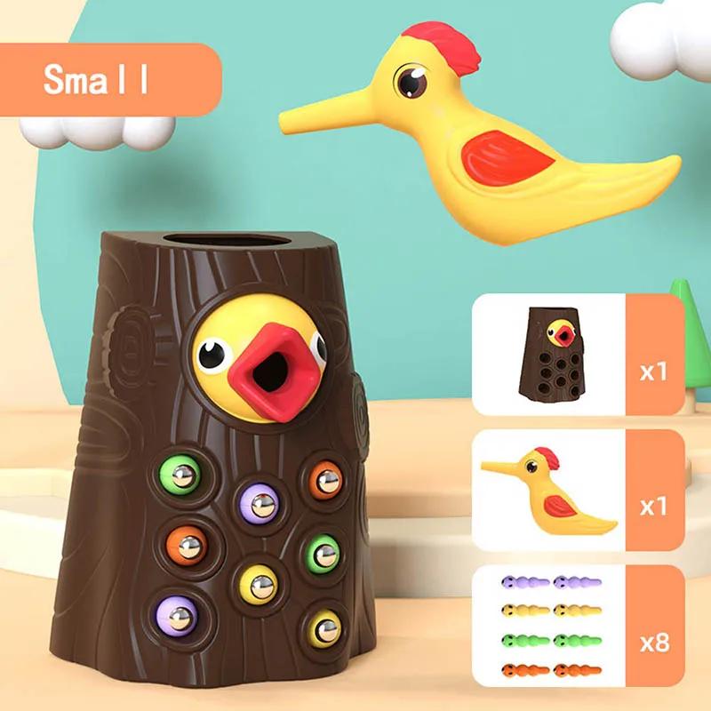 Toys Educational Toys Magnetic Woodpecker Catch Worm Bugs Montessori Small Birds Feeding Game for Early Family Kids Children