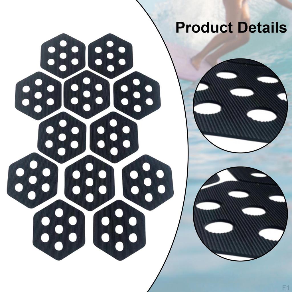 12 Pack Hexagonal Anti-Slip Surfboard Skimboard Traction Pads
