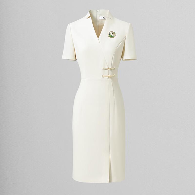 

Elegant Chinese Style Short Sleeve Work Dress 3XL