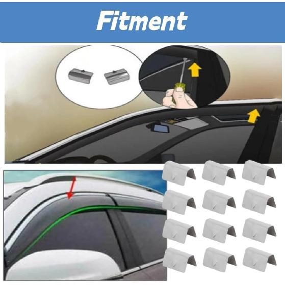 Wind Deflector Clips,12Pcs Car Wind Rain Deflector Channel Stainless Steel Fixing Retaining Clips Fit for G3